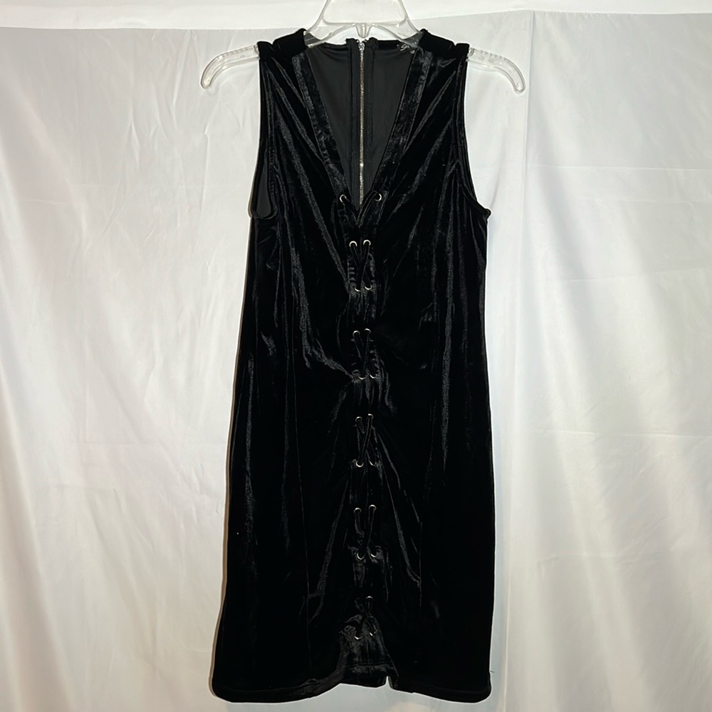 Shine star black sleeveless dress velour like size junior large